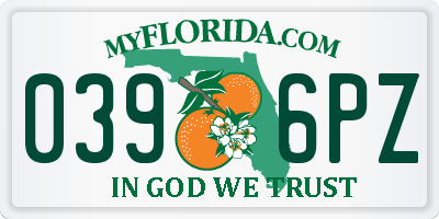 FL license plate 0396PZ