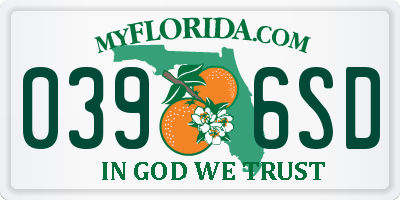 FL license plate 0396SD