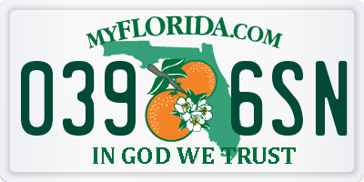FL license plate 0396SN