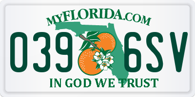 FL license plate 0396SV