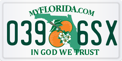 FL license plate 0396SX