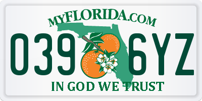 FL license plate 0396YZ