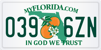 FL license plate 0396ZN