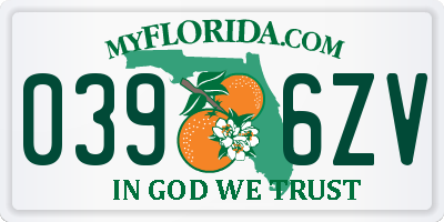 FL license plate 0396ZV