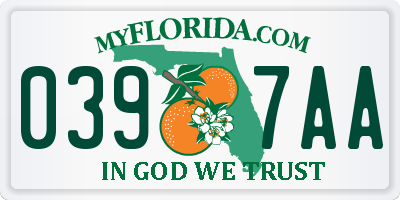 FL license plate 0397AA