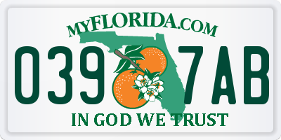 FL license plate 0397AB