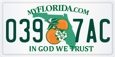 FL license plate 0397AC