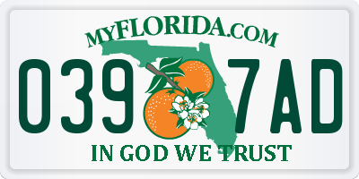 FL license plate 0397AD