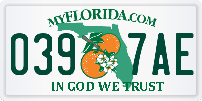 FL license plate 0397AE