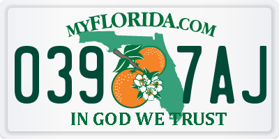 FL license plate 0397AJ