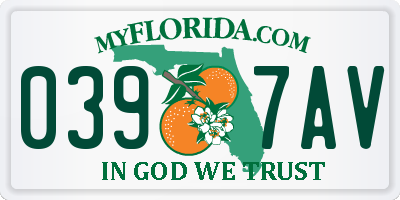 FL license plate 0397AV