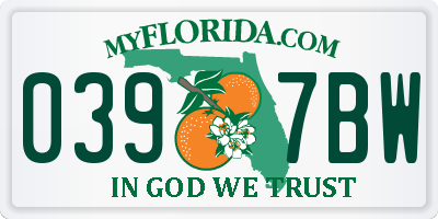 FL license plate 0397BW