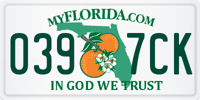 FL license plate 0397CK
