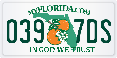 FL license plate 0397DS