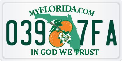 FL license plate 0397FA