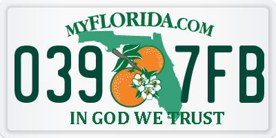 FL license plate 0397FB