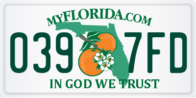 FL license plate 0397FD