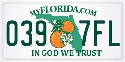 FL license plate 0397FL