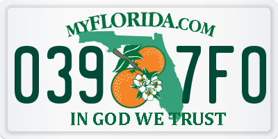 FL license plate 0397FO