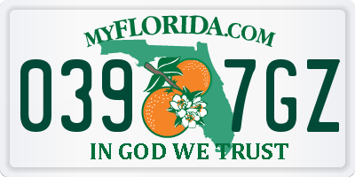 FL license plate 0397GZ