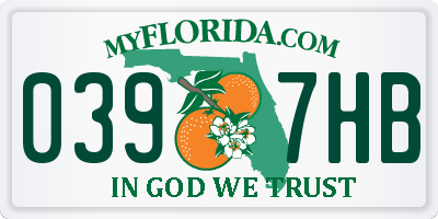 FL license plate 0397HB