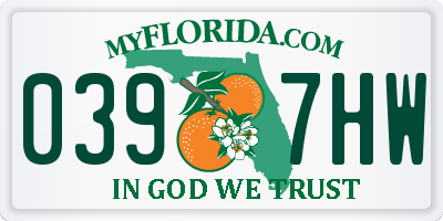 FL license plate 0397HW