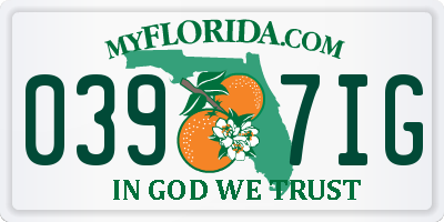 FL license plate 0397IG
