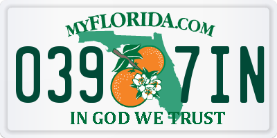FL license plate 0397IN