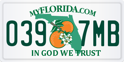 FL license plate 0397MB