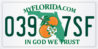 FL license plate 0397SF