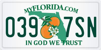FL license plate 0397SN