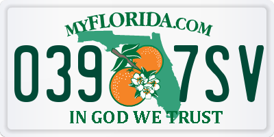 FL license plate 0397SV