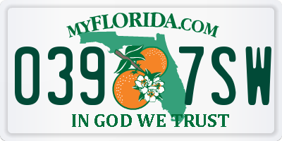 FL license plate 0397SW