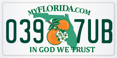 FL license plate 0397UB