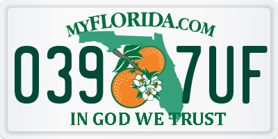 FL license plate 0397UF