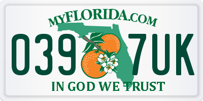 FL license plate 0397UK