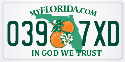 FL license plate 0397XD