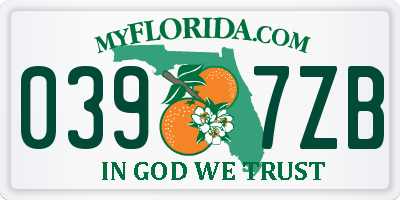 FL license plate 0397ZB