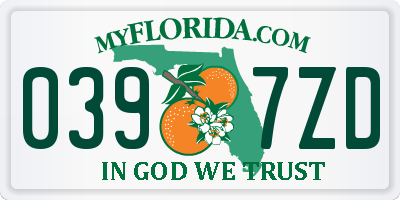 FL license plate 0397ZD