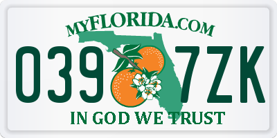 FL license plate 0397ZK