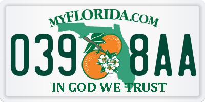 FL license plate 0398AA