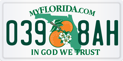 FL license plate 0398AH
