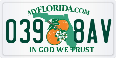 FL license plate 0398AV