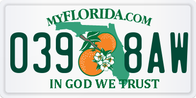 FL license plate 0398AW