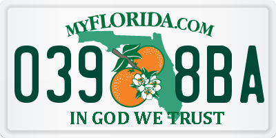 FL license plate 0398BA