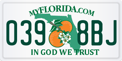 FL license plate 0398BJ