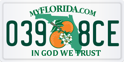 FL license plate 0398CE