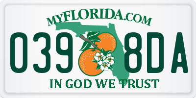 FL license plate 0398DA