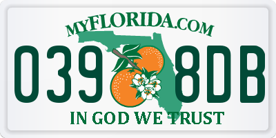 FL license plate 0398DB