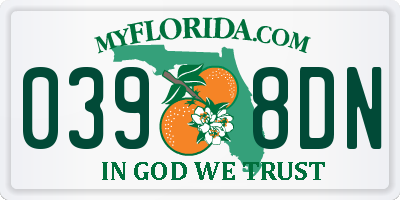 FL license plate 0398DN